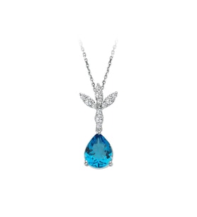 Sirius Pırlanta ve Damla Topaz Taşlı Üç Yaprak Kolye 0723P0025