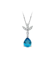 Sirius Pırlanta ve Damla Topaz Taşlı Üç Yaprak Kolye 0723P0025