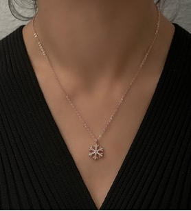 Zirkon Taşlı Rose Altın Kaplama Kar Tanesi Kolye