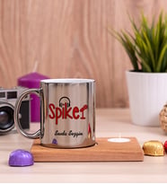 Spiker Ahşap Altlıklı Mumlu Silver Kupa Bardak
