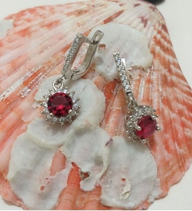 925 Ayar Pembe Taşlı Gümüş Kadın Küpe