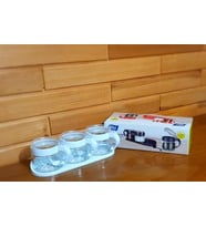 Stantlı 3lü Set Kaşıklı Baharatlık Set 3'lü Şekerlik Beyaz