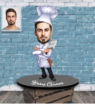 Kişiye Özel Kasap Karikatürlü Ahşap Biblo Bay-1