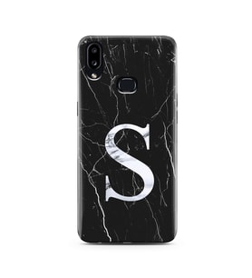Samsung A10s Siyah Mermer Harf Tasarımlı Telefon Kılıfı S-Harfi 