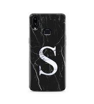 Samsung A10s Siyah Mermer Harf Tasarımlı Telefon Kılıfı S-Harfi 