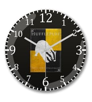 Huflepuff Duvar Saati Bombeli Gercek Cam