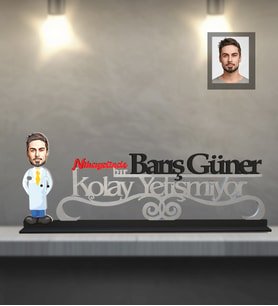Kişiye Özel Doktor Karikatürlü Kolay Yetişmiyor Ahşap Biblo Bay-2