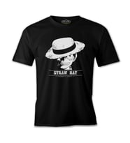 One Piece - Luffy Straw Hat 2  Siyah Erkek Tshirt