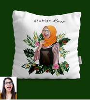 BK Gift Kişiye Özel Türbanlı Karikatürlü Yastık 39769
