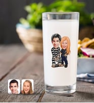 BK Gift Kişiye Özel Sevgililer Karikatürlü Rakı Bardağı-7 (Beyaz)