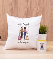 Best Friends Kare Yastık ve Sarı Kupa Bardak