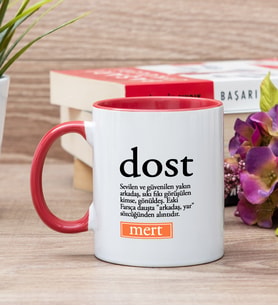 Dost Kelime Anlamı Renkli Kupa Bardak