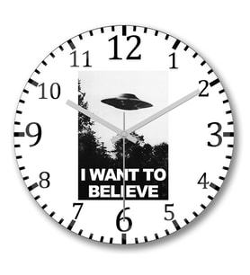 I Want To Believe Duvar Saati Bombeli Gercek Cam