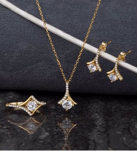 Else Silver Tek Taş Pırlanta Montür Gümüş 3lü Takı Seti