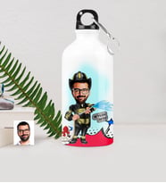 BK Gift Kişiye Özel Bay İtfaiyeci Karikatürlü Metal Suluk 500 Ml