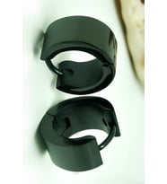 Geniş Düz Halka Çelik Unisex Erkek Küpe Çifti 6mm 2 Renk mse9 (Siyah)