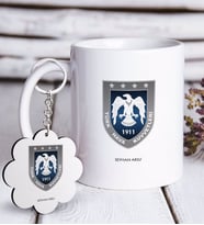BK Gift Kişiye Özel Mesleki Türk Hava Kuvvetleri Beyaz Kupa ve Anahtarlık Hediye Seti (Model 1)