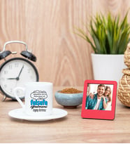 Felsefe Öğretmeni Kahve Fincanı ve Kırmızı Mini Fotoğraf Çerçevesi