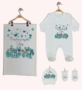 Pia Baby Gl 1943-03 İsme Özel Battaniyeli Tulum Set