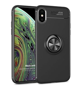 Microsonic Apple iPhone X Kılıf Kickstand Ring Holder Siyah