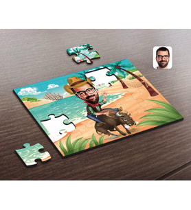 BK Gift Kişiye Özel Rodeo Karikatürlü Ahşap Puzzle-1