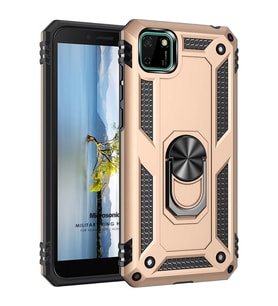 Microsonic Huawei Honor 9S Kılıf Military Ring Holder Gold
