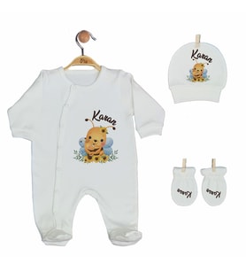 Pia Baby GL 2015 İsme Özel Arılı Üçlü Tulum Set