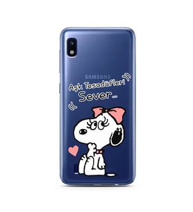 Snoopy Tasarımlı Süper Şeffaf Silikon Telefon Kılıfı Samsung A10