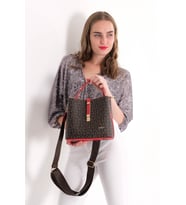 Just Polo Kahverengi-Kırmızı Kadın Kilit Detaylı Omuz Çantası 6222098