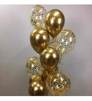 Altın rengi konfetili balon demeti