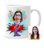 BK Gift Kişiye Özel Güzellik Kraliçesi Karikatür Beyaz Kupa Bardak