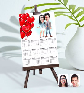 BK Gift Kişiye Özel 15x21 cm Fotoğraf Kartlı Sevgililer Karikatürlü Şövaleli 2024 Takvim -63 (Beyaz)