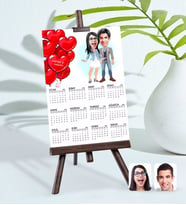 BK Gift Kişiye Özel 15x21 cm Fotoğraf Kartlı Sevgililer Karikatürlü Şövaleli 2024 Takvim -63 (Beyaz)