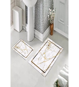 Banyo Halısı Ikili Klozet Takımı Kaymaz Tabanlı (60 xm x 100 cm + 40 cm x 60 cm)  (Beyaz)