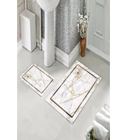 Banyo Halısı Ikili Klozet Takımı Kaymaz Tabanlı (60 xm x 100 cm + 40 cm x 60 cm)  (Beyaz)