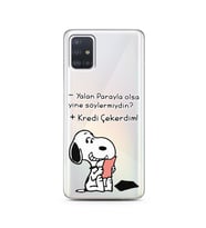 Snoopy Tasarımlı Süper Şeffaf Silikon Telefon Kılıfı Samsung A51