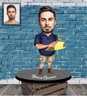 Kişiye Özel Patron Karikatürlü Ahşap Biblo Bay-17