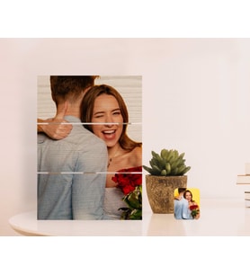 BK Gift Kişiye Özel Fotoğraflı Otantik Masaüstü Ahşap Palet Çerçeve (Beyaz)