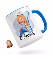 BK Gift Kişiye Özel Kadın Diş Hekimi Karikatürlü Mavi Kupa Bardak-2