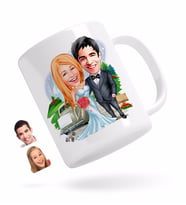 BK Gift Kişiye Özel Evleniyoruz Karikatürlü Beyaz Kupa Bardak-1
