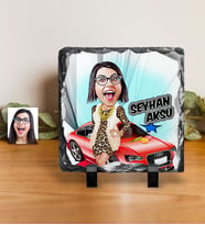 BK Gift Kişiye Özel Bayan Patron Karikatürlü Dekoratif Doğal Taş  1