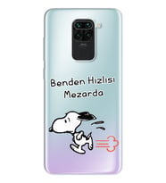Snoopy Tasarımlı Süper Şeffaf Silikon Telefon Kılıfı Xiomai Redmi Note 9