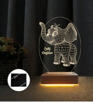 Yavru Fil Doğum Günü Hediyesi Gece Lambası İyiki Doğdun Yazılı Lamba (Sarı)