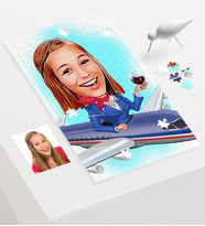 BK Gift Kişiye Özel Hostes Karikatür 240 Parça A3 Puzzle  1