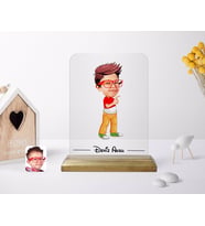 BK Gift Kişiye Özel Erkek Çocuk Karikatürlü Ahşap Standlı Çerçeve-1 (Beyaz)