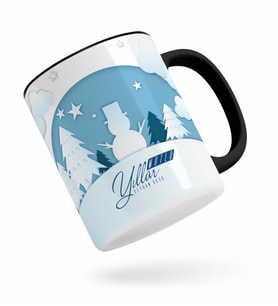BK Gift Kişiye Özel Yılbaşı Mutlu Yıllar Siyah Kupa Bardak-22