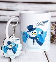 BK Gift Kişiye Özel Yılbaşı Mutlu Yıllar Beyaz Kupa ve Anahtarlık Hediye Seti-21 (Model 1)