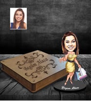 Kişiye Özel Bayan Karikatürlü Ahşap Biblo Kutulu Model-3