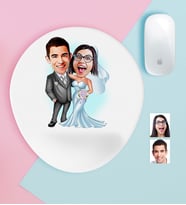 BK Gift Kişiye Özel Evleniyoruz Karikatürlü Bilek Destekli Mouse Pad-5 (Beyaz)