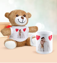 BK Gift Kişiye Özel Fotoğraflı Peluş Ayıcık Kupa Seti